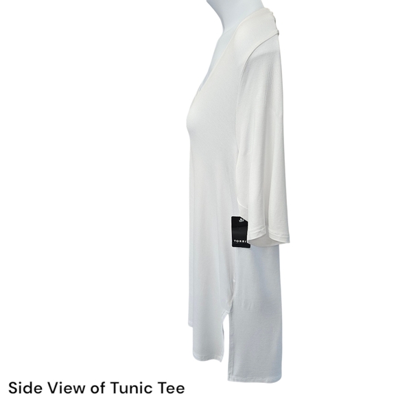 Torrid White Asymmetrical Short Sleeve T-Shirt - Picture 5 of 16